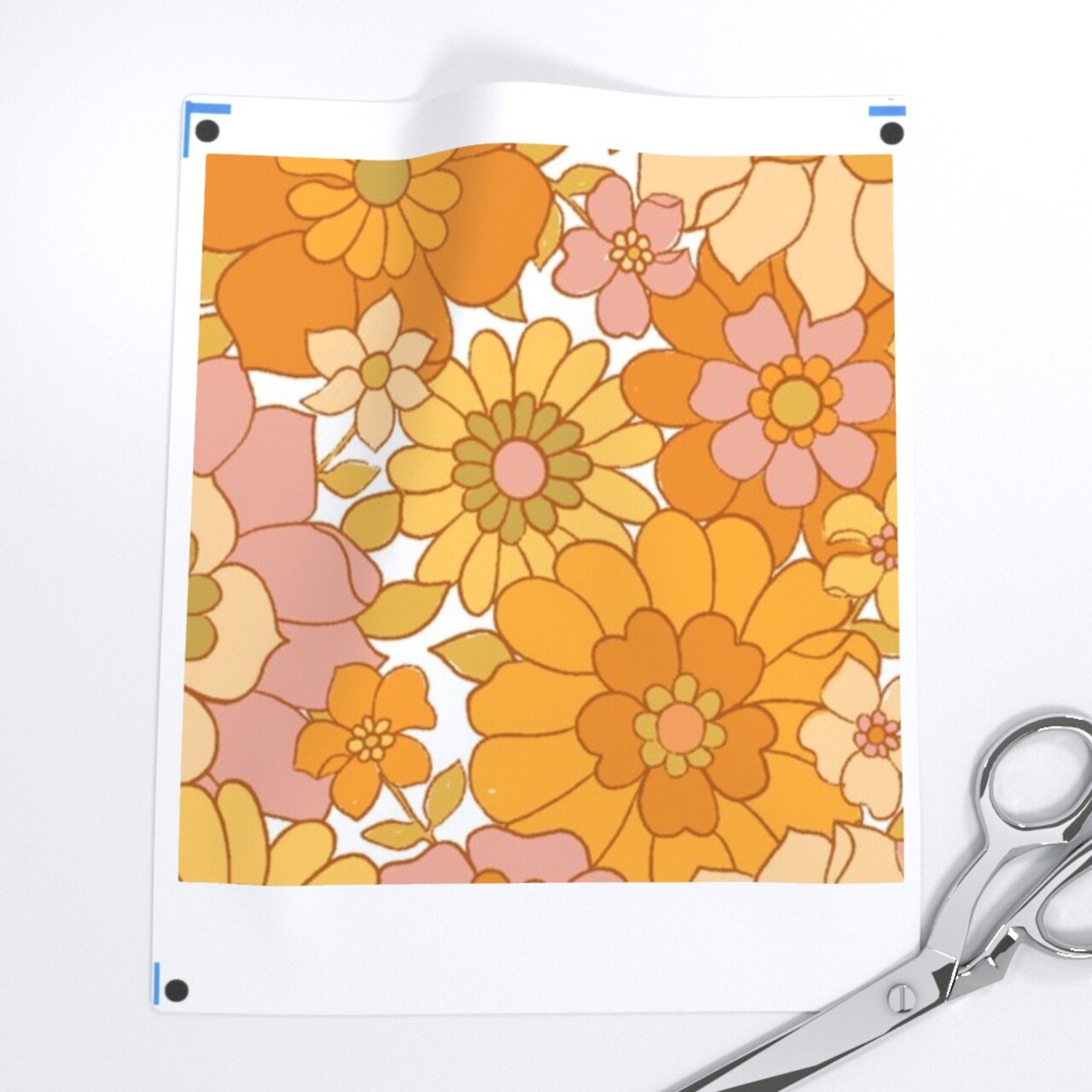 1970S Floral Orange Retro Flowers Vintage Boho 1960S Flower Power Bright Sunny Groovy Custom Printed Fabric by Spoonflower Various Fabrics by the Yard or Fat Quarter